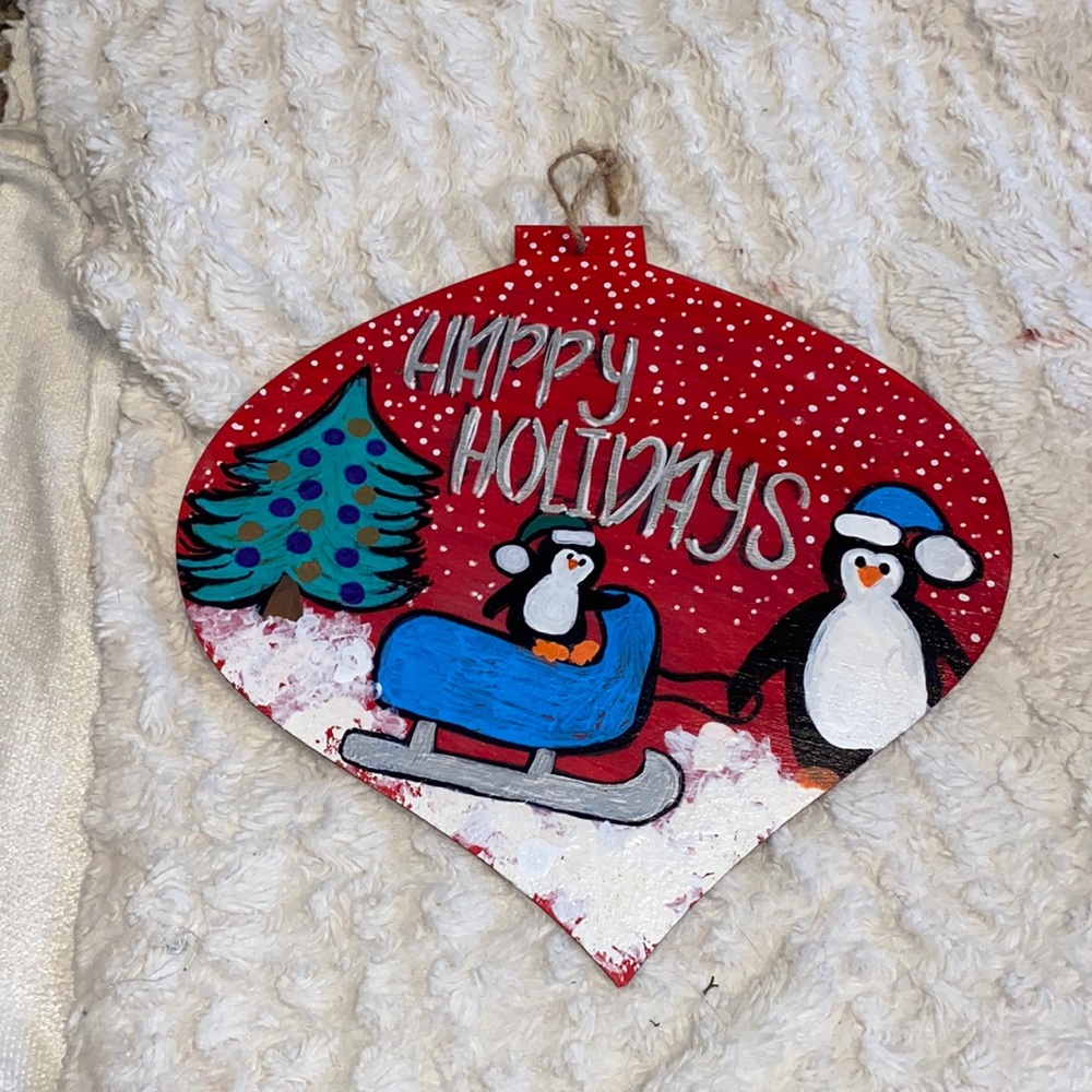Happy Holidays Sign Hand Painted Fun Decor